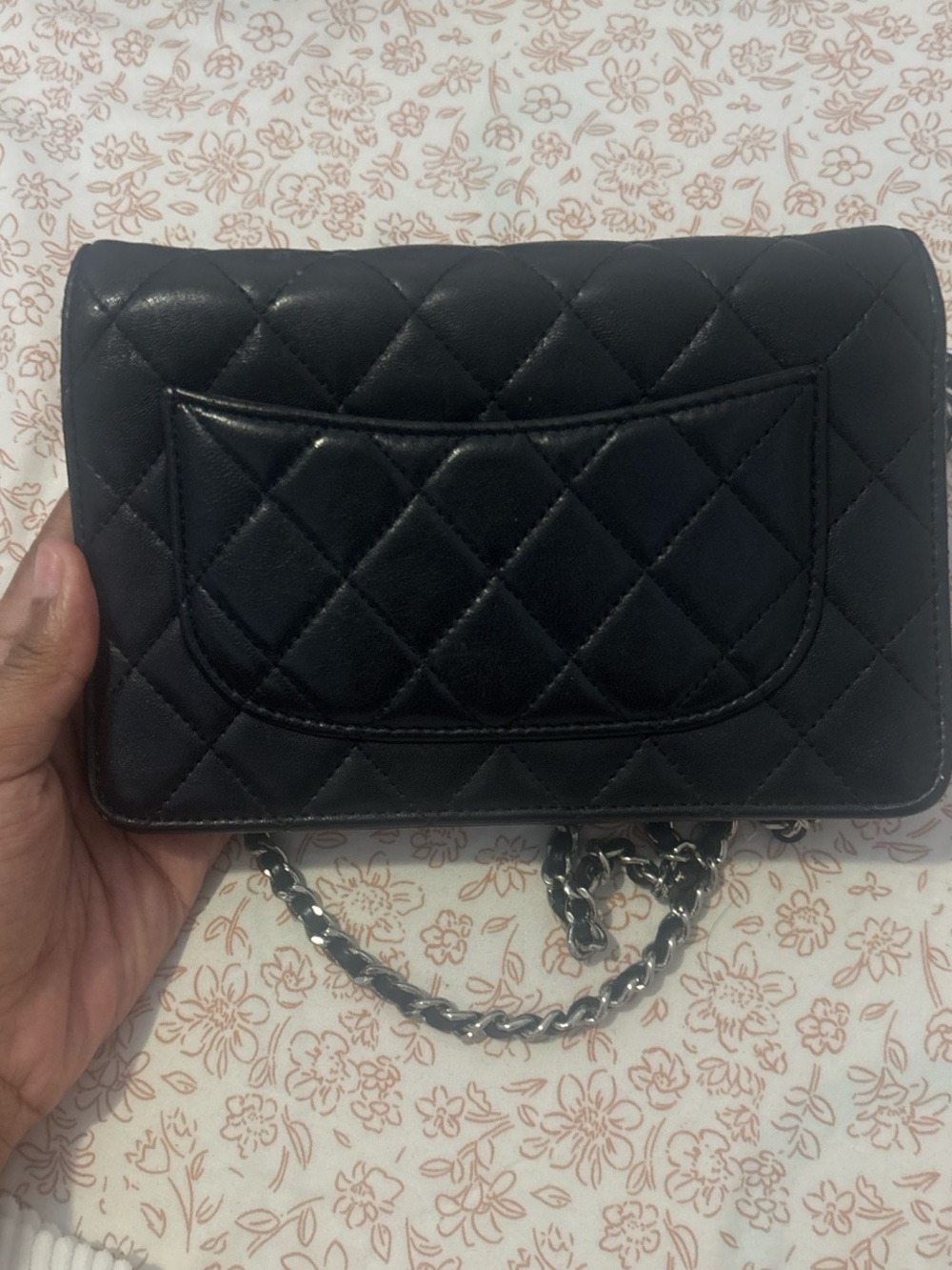 CHANEL Black Quilted Leather Crossbody with Silver Chain - Picture 4 of 6